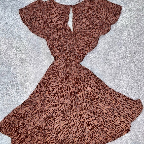 Polka Dot Flutter Short Sleeve Dress - Picture 2 of 5